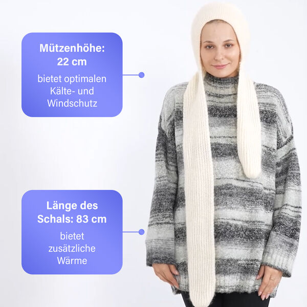 2-in-1 M&uuml;tzen- und Schalset,Winddicht und W&auml;rmend, Beige image number 5