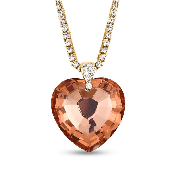 Pfirsichfarbene und wei&szlig;e Kristall-Halskette, 20 cm