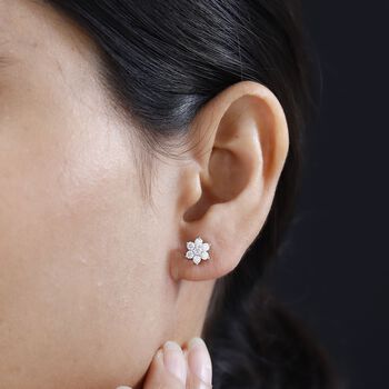 EF Moissanit Ohrringe 925 Silber platiniert ca. 0,58 ct.