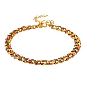 Leoparden-Print Panzer Armband aus 316L Edelstahl mit Goldplattierung, ca. 19 cm