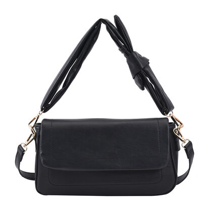 Umh&auml;ngetasche aus Kunstleder mit abnehmbarem Riemen, Gr&ouml;&szlig;e 27x7x15 cm, Schwarz