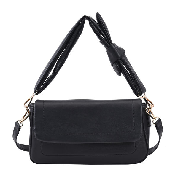 Umh&auml;ngetasche aus Kunstleder mit abnehmbarem Riemen, Gr&ouml;&szlig;e 27x7x15 cm, Schwarz