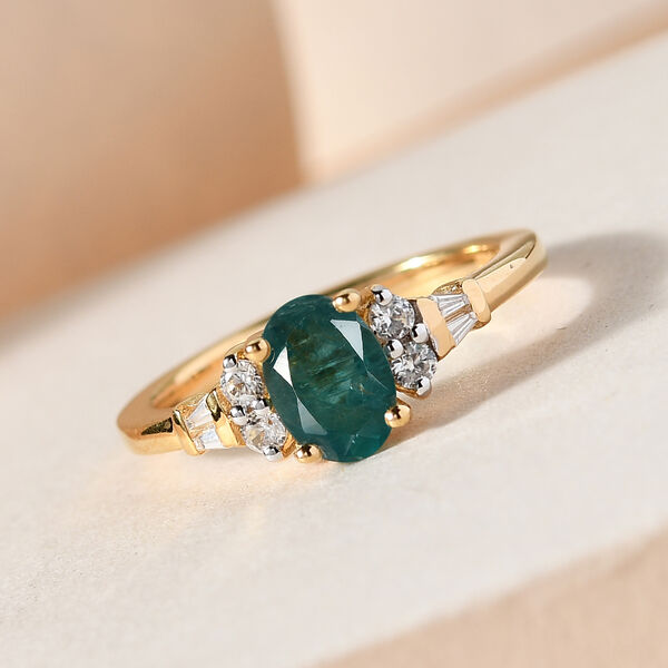 Grandidierit und Zirkon-Ring, 925 Silber Gelbgold Vermeil  ca. 1,11 ct image number 2