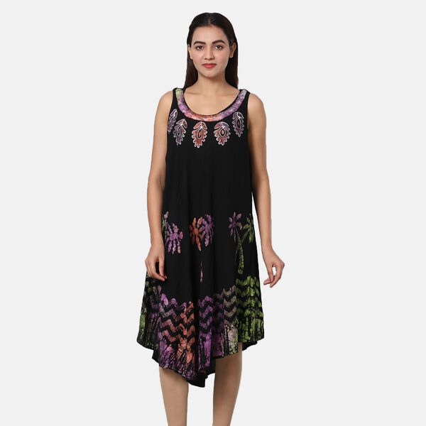 Luftiges Sommerkleid, 100% Viskose, One Size, Palmenmuster, Schwarz image number 3