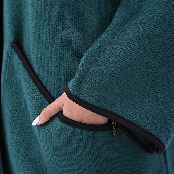 TAMSY: Strick-Mantel f&uuml;r Damen mit Schnalle, Dunkelgr&uuml;n image number 7