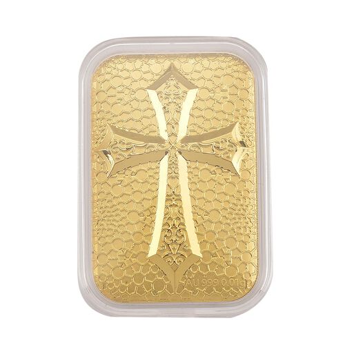 999er Goldplatte mit Kreuz-Motiv image number 0