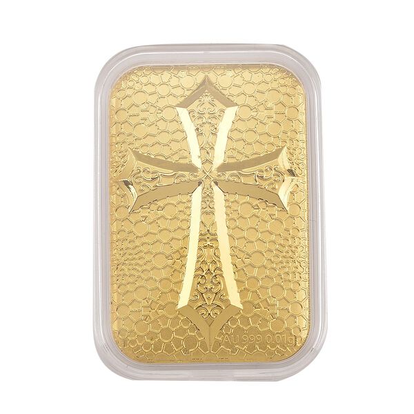 999er Gold-Barren mit Kreuz-Motiv image number 0