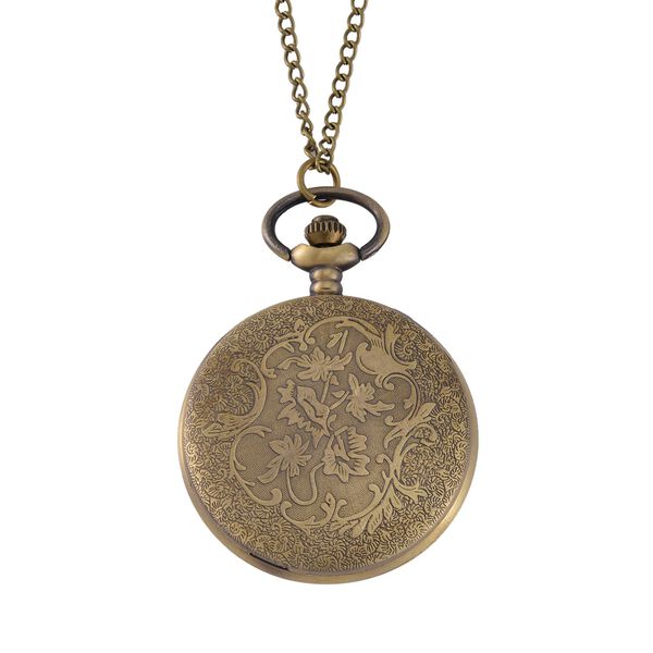 STRADA Antike Bronze Schwalbenmuster Taschenuhr, Japanisches Werk, 79 cm antike bronzene Eisenkette image number 5