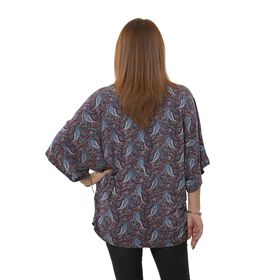 TAMSY - Drapiertes Strick-Top mit V-Ausschnitt, One Size, Paisley