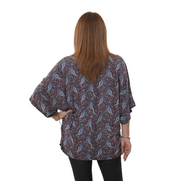 TAMSY - Drapiertes Strick-Top mit V-Ausschnitt, One Size, Paisley image number 2