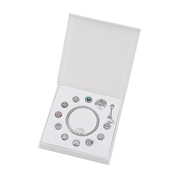 Designer inspiriertes Schlangen-Gliederarmband mit 12 Charme - 19+5cm