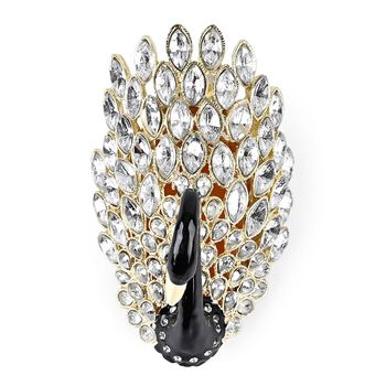 Dekorative Schmuckdose mit Schwanmotiv, 3,3x5,9x6,7cm, Schwarz-wei&szlig;