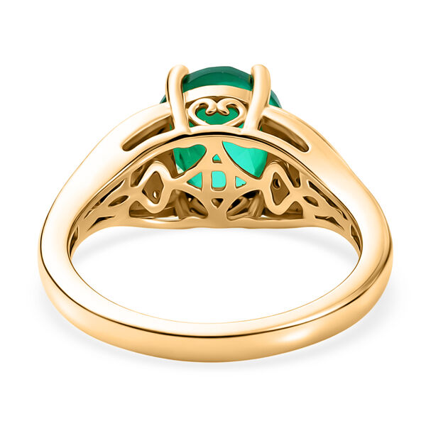 D'Joy - Doppelte Flamme Smaragd-Quarz Triplette, Nat&uuml;rlicher Chromdiopsid Ring 925 Silber 750 Gelbgold Vermeil (Gr&ouml;&szlig;e 20.00) ca. 2.65 ct image number 5