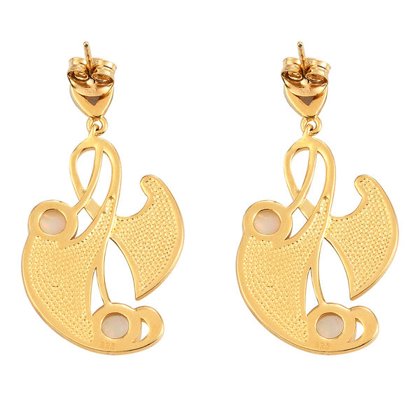 Nat&uuml;rliche, &Auml;thiopische Opal-Ohrringe, 925 Silber vergoldet ca. 1,73 ct image number 5