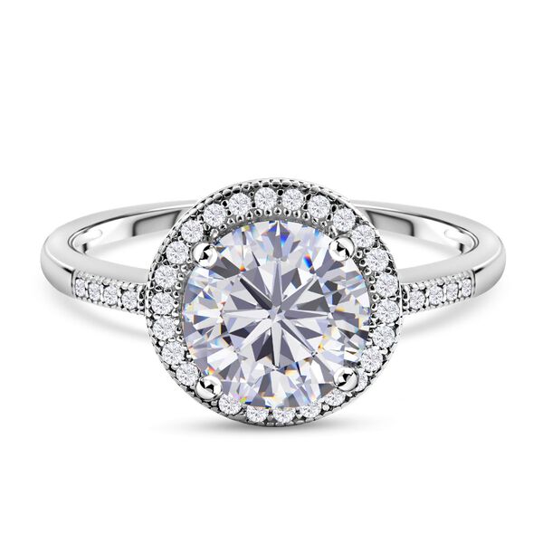 Lustro Stella - Wei&szlig;er Zirkonia Ring, 925 Silber platiniert (Gr&ouml;&szlig;e 17.00) ca. 3.65 ct