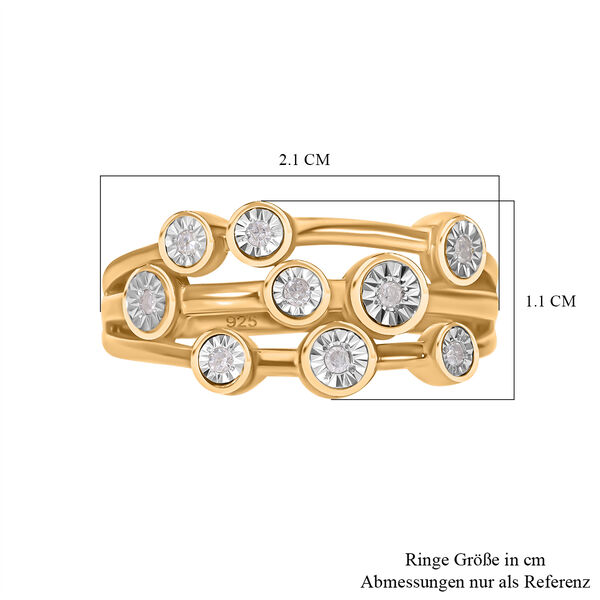 Wei&szlig;er Diamant Ring, 925 Silber Gelbgold Vermeil (Gr&ouml;&szlig;e 21.00) ca. 0.10 ct image number 12