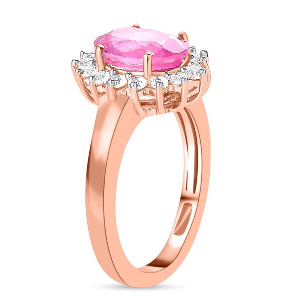 Premium Ilakaka Rosa Saphir und Zirkon-Halo Ring, 925 Silber Roségold Vermeil, 2,98 ct. image number 5