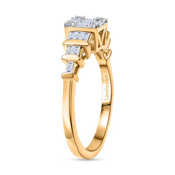 LUXURIANT SGL zertifizierter SI-GH Labor Diamant Ring, 925 Silber 750 Gelbgold Vermeil - 0,50 ct. image number 5