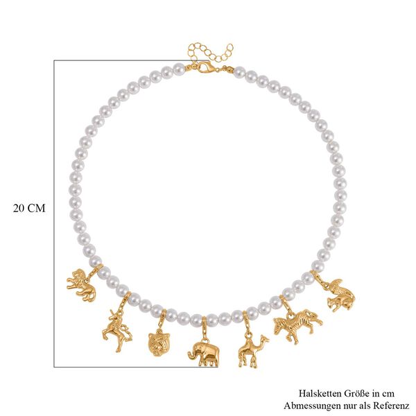 Weiße Muschelkernperle Halskette ca. 50 cm Legierung Standard gelb vergoldet image number 5