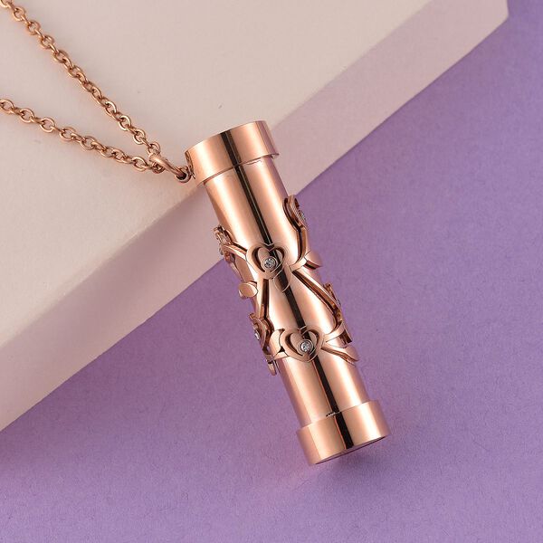 Mehrfarbige Zirkonia-Halskette in Ros&eacute;goldton, 75+5 cm image number 3