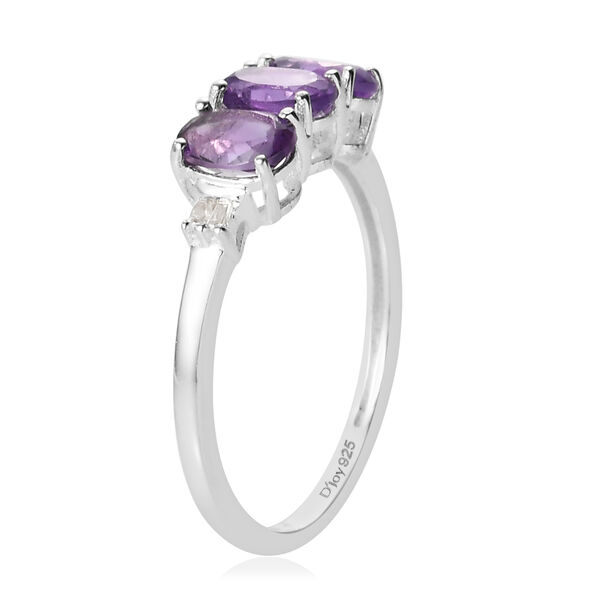 Afrikanischer Amethyst und Diamant 3 Stein Ring 925 Silber  ca. 1,28 ct image number 5