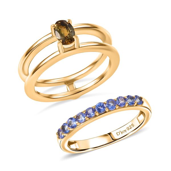 D'Joy 2er-Set nat&uuml;rliche goldene Tansanit und Tansanit Ringe - 1 ct. image number 4