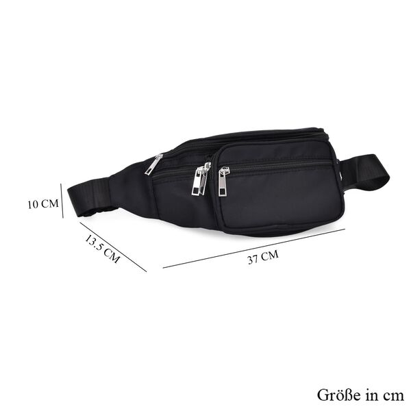 Nylon-Gürteltasche mit RFID-Schutz, 37x10x13,5cm, Schwarz image number 6