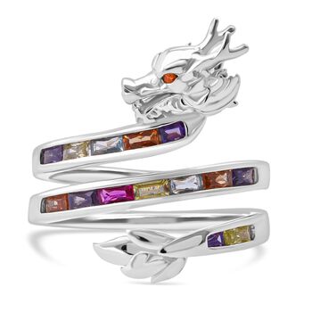 LUSTRO STELLA -  Mehrfarbiger Zirkonia, Gr&uuml;ner Zirkonia Ring 925 Silber rhodiniert (Gr&ouml;&szlig;e 21.00) 1.26 ct