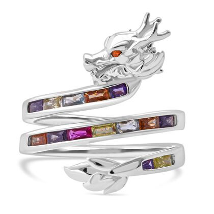 LUSTRO STELLA -  Mehrfarbiger Zirkonia, Gr&uuml;ner Zirkonia Ring 925 Silber rhodiniert (Gr&ouml;&szlig;e 21.00) 1.26 ct