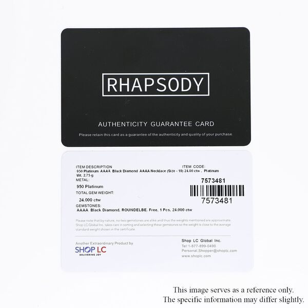 RHAPSODY zertifiziert und gepr&uuml;ft AAAA schwarze Diamant Halskette in 950 Platin, 45 cm - 24 ct. image number 7