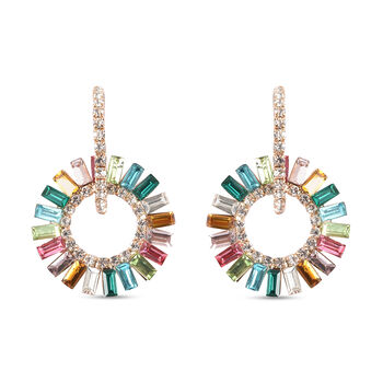 Mischen Wei&szlig;er Feinster Kristall, Rosa Zirkonia Ohrringe  Standard gelb vergoldet ca.