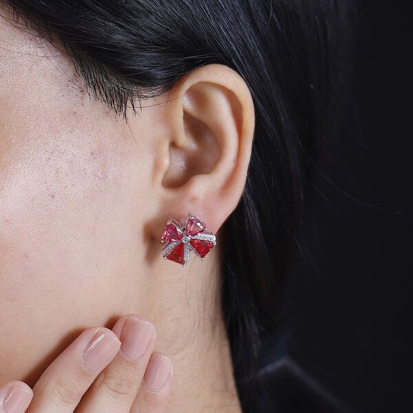 Labor Padparadscha Saphir und Zirkon Ohrringe - 9,10 ct. image number 3