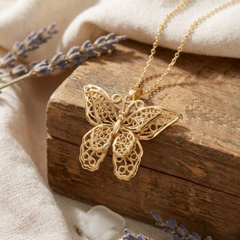 GOLD LOOKS - Schmetterling Halskette, Nickelfreies Messing, ca. 50 cm ca. 9,20g