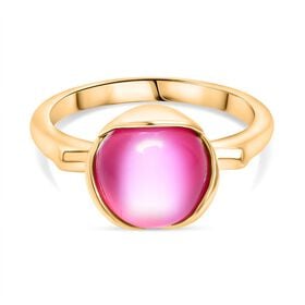 Maulbeere Mondstein Ring 925 Silber 750 Gelb Vergoldet (Größe 17.00) ca. 3,98 ct