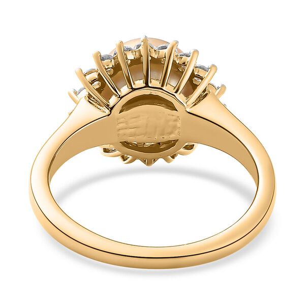 Goldene Südsee Perle, Weißer Zirkon Ring, (9-11mm), 925 Silber Gelbgold Vermeil (Größe 16.00) image number 6