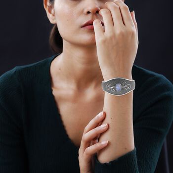 Regenbogen Mondstein Armreif ca. 18.5 cm 925 Silber ca. 6,30 ct.