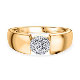 LUXURIANT DIAMOND - Lab Grown Diamant SI-GH Ring 925 Silber Gelbgold Vermeil (Größe 18.00) ca. 0.25 ct