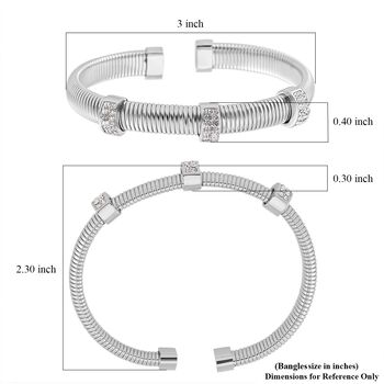 Wei&szlig;er Kristall Armband, flexibel (ca. 18 - 19 cm), 316L Edelstahl