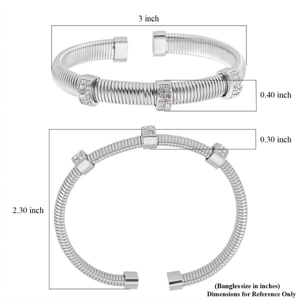 Weißer Kristall Armband, flexibel, Reiner Edelstahl image number 4