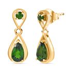 Natürlicher Chromdiopsid Ohrringe 925 Silber 750 Gelbgold Vermeil ca. 2.04 ct