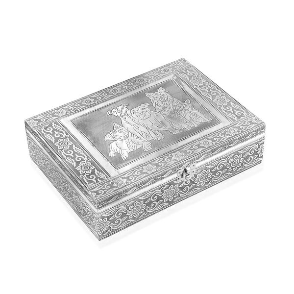 Schmuckk&auml;stchen aus Holz mit Aluminiumbeschlag, Hunde-Verzierung, Silber image number 4