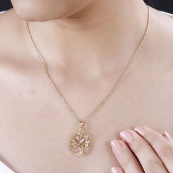 Nat&uuml;rlicher Peridot und Zirkon-Anh&auml;nger - 0,46 ct.