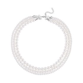 Weiße Muschelkernperle Halskette ca. 45 cm Reiner Edelstahl