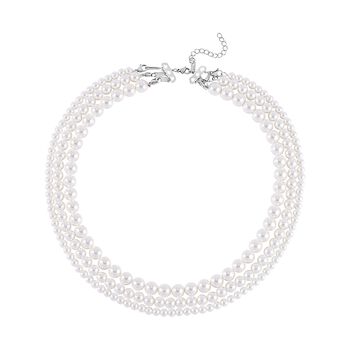 Wei&szlig;e Muschelkernperle Halskette ca. 45 cm Reiner Edelstahl