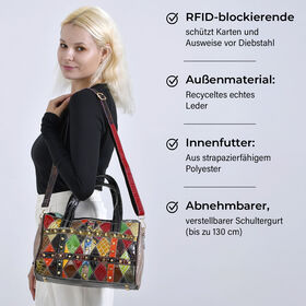 Chaos by Elsie Crossbody-Tasche aus echtem Leder, Multicolor mit Krokopr&auml;gung, RFID-Schutz und Mini-Taschenlampe, 31,5x17,5x19,5 cm