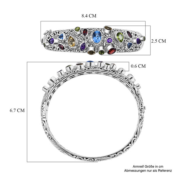 D'Joy Royal Bali Mehrfarbiger Schweizer Blautopas, Peridot Armreif ca. 19 cm 925 Silber ca. 6.99 ct image number 7