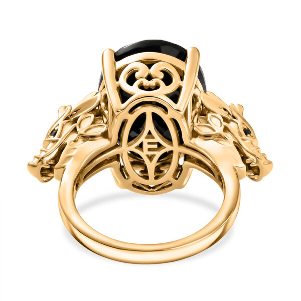 EverTrue AA schwarzer Glasachat und schwarzer Spinell Ring - 9,68 ct. image number 5