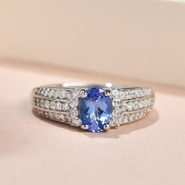 Tansanit und weißer Zirkon-Ring - 1,25 ct. image number 2