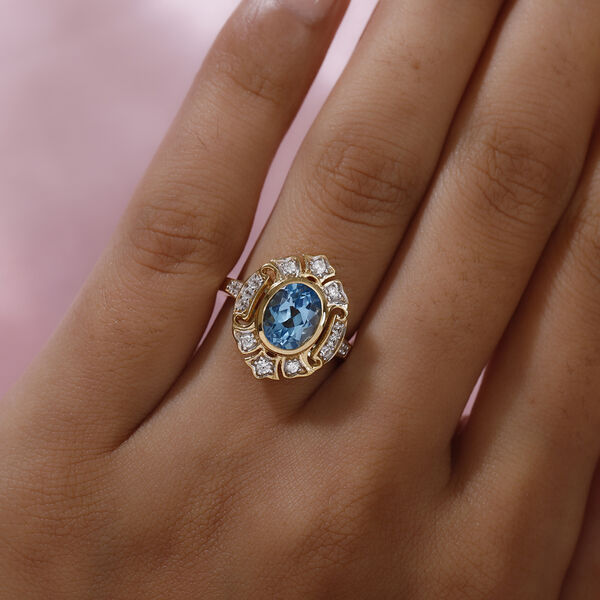 Schweizer Blautopas und Zirkon Ring, ca. 2,65 ct image number 3