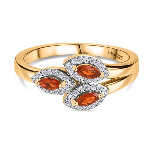 Djoy AA Mexikanischer Purpurroter Feuer Opal, Weißer Zirkon Ring 925 Silber 750 Gelb Vergoldet (Größe 18.00) ca. 0.40 ct image number 0